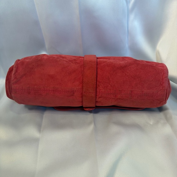 Vintage Loewe Red Suede Bag with Striped Interior - Picture 6 of 11